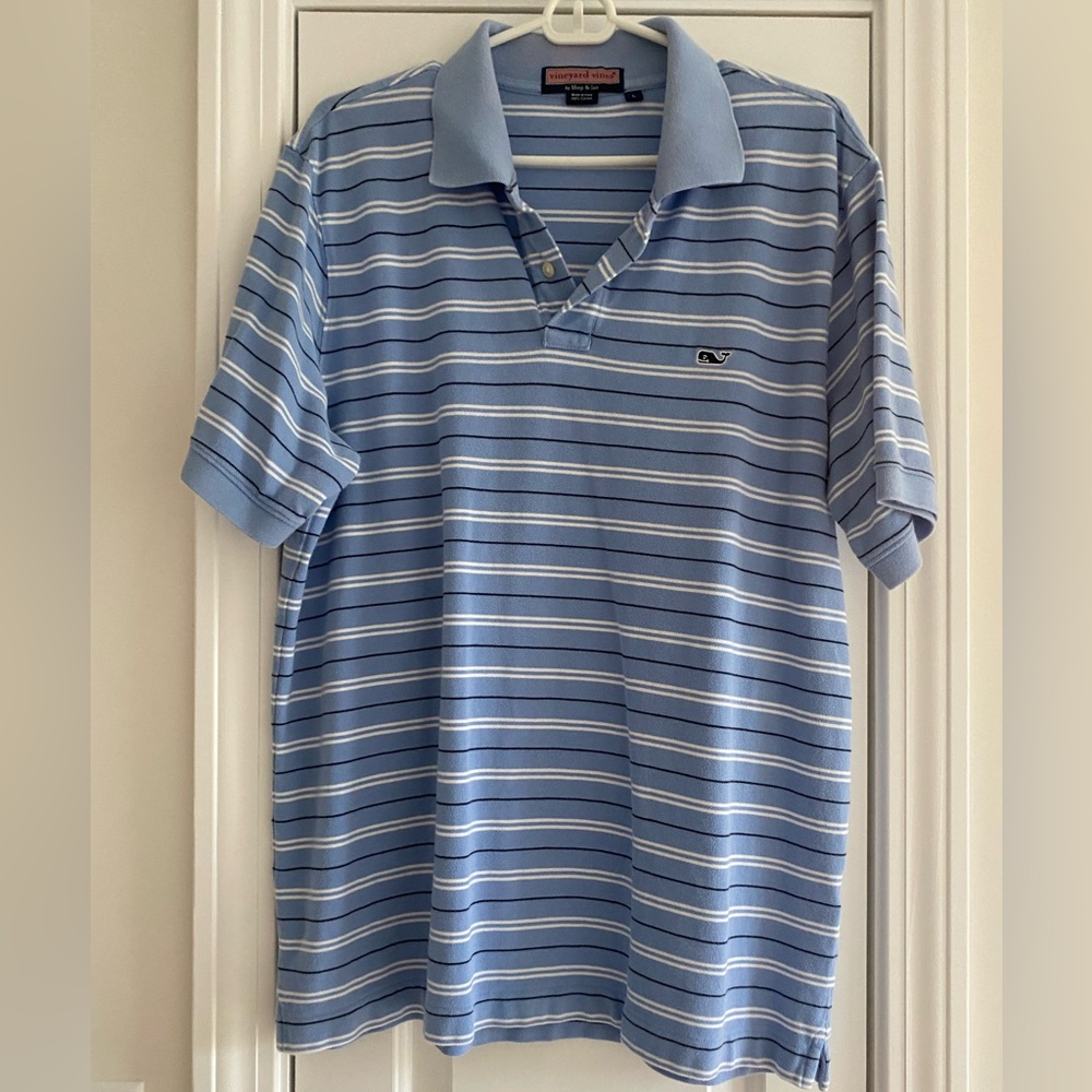 Men's Vineyard Vines Polo - Blue Stripe - Large